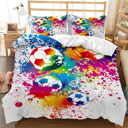 Housse De Couette Football Parure De Lit 2 Personnes Avec Fermeture clair,Housse Couette En Microfibre (Farbe,135x200cm)