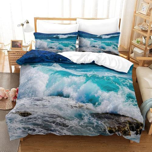 Housse De Couette Ocean Adaptee Aux Enfants Et Aux Adultes, Housse De Couette En Microfibre Douce Pour Chambre A Coucher