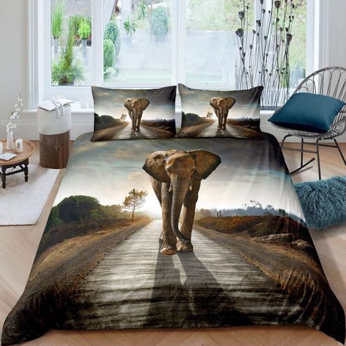 Housse De Couette ThMe Animaux Sauvages, Ensemble De Literie DCoratif En Forme D'LPhant Sur La Route, Pour Enfants, Gar?Ons Et Adolescents, En Polyester MicrobifRe D