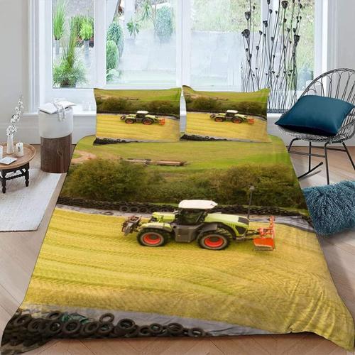 Housse De Couette Tracteur X Imprim D Machines Agricoles Parure De Lit Personnes Hypoallergique Microfibre Literie PiCes Avec Fermeture Clair Et