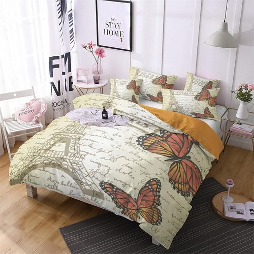 Housse De Couette X Fille Polyester Coton Parure Lit Anti-Allergique Tour Eiffel Paris Housse Couette Cm X Cm Avec Deux Taies D'oreiller X Cm