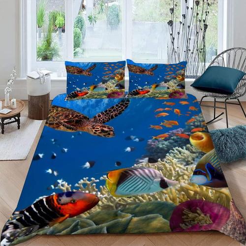 Housse De Couette X Tortue De Mer D Motif PiCes Parure De Lit Personne Enfant Ado Fille Gar?On Ultra Doux Microfibre Housse De Couette CrAt