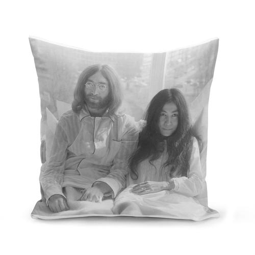 Housse De Coussin 40x40 Cm John Lennon Yoko Ono Vintage Beattles Noir & Blanc 70's