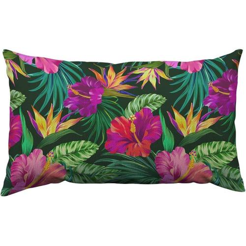 Housse De Coussin  Fleurs Tropicales, Hibiscus Botanique, Palmier, Oiseau De Paradis, Tissu En Lin Pour Canap, Lit, Canap, Voiture, Housse De Coussin 30,5 X 50,8 Cm