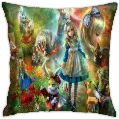 Housse De Coussin Alice Au Pays Des Merveilles, Taie D'oreiller Dcorative En Coton Pour Salon, Canap, Lit, Taies D'oreiller Douces, 45cm X 45cm