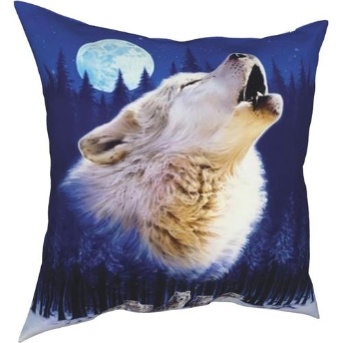 Housse De Coussin Carre En Forme D'animal, Lune, Loup, Taie D'oreiller Dcorative, Pour La Maison, Canap, Chambre  Coucher, Salon, Noir