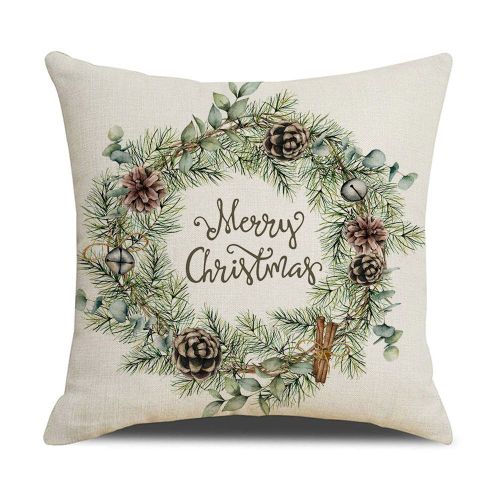 Housse De Coussin De No?L 18x18, 1 PiCe, Taie D'oreiller En Lin, DCor De No?L, Bougie Oiseau Fleur, Confortable Pour Le Bureau Et La Maison