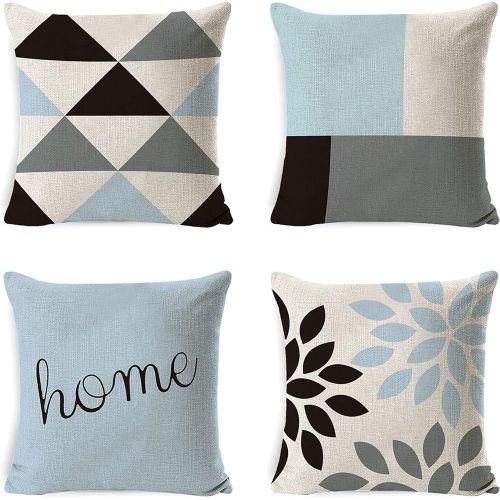 Housse De Coussin, Set De 4 - 45x45 Cm (Sans Insert) Housse De Coussin En Lin, Housse De Coussin Dcorative Pour Le Canap, Le Bureau, La Chambre  Coucher, Le Fauteuil, Le Jardin