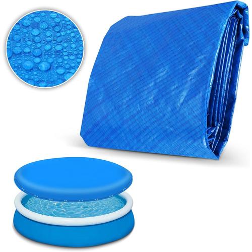 Housse De Piscine Ronde Bleue - Cadre Impermable Pour Piscine - Anti-Poussire - Tissu Pliable Portable Pour L'extrieur