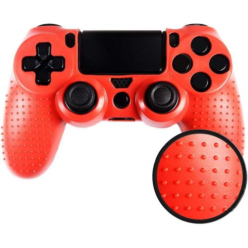 Housse En Silicone Coque Avant Et Poigne Antidrapante Compatible Avec Ps4 Manette Contrleur Compatible Avec Ps4 Pro Slim(Rouge)