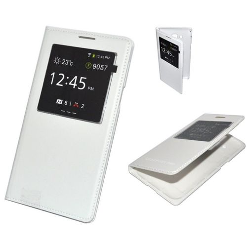 Housse Etui Coque Etui  Rabat View Cache Batterie Blanc Pour Samsung Galaxy J5
