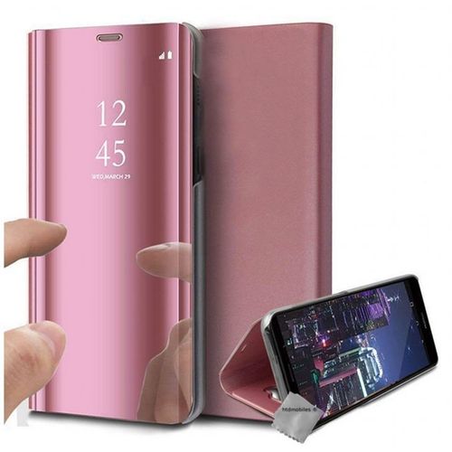 Housse Etui Coque Portefeuille Clear View Pour Xiaomi Redmi Note 8t + Verre Trempe - Rose