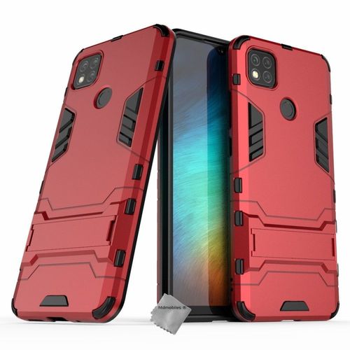 Housse Etui Coque Rigide Anti Choc Pour Xiaomi Redmi 9c + Verre Trempe - Rouge