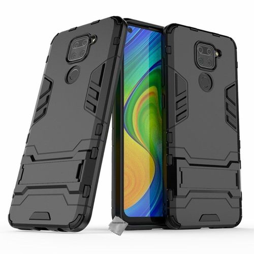 Housse Etui Coque Rigide Anti Choc Pour Xiaomi Redmi Note 9 + Verre Trempe - Noir