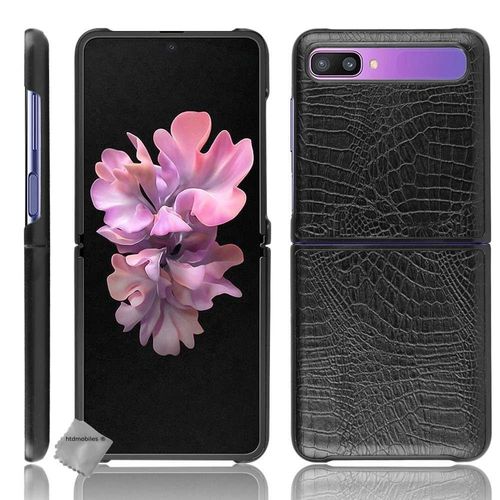 Housse Etui Coque Rigide Simili Cuir Crocodile Pour Samsung Galaxy Z Flip / Z Flip 5g - Noir