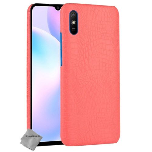 Housse Etui Coque Rigide Simili Cuir Crocodile Pour Xiaomi Redmi 9a + Film Ecran - Rouge