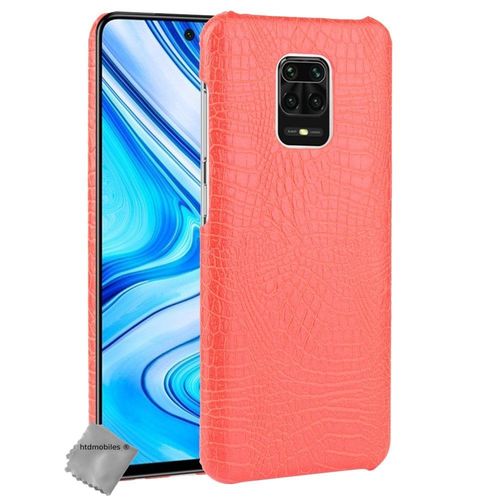 Housse Etui Coque Rigide Simili Cuir Crocodile Pour Xiaomi Redmi Note 9 Pro + Verre Trempe - Rouge