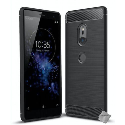 Housse Etui Coque Silicone Gel Carbone Pour Sony Xperia Xz2 + Film Ecran - Noir