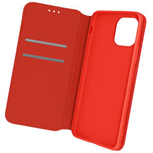 Housse Folio Iphone 12 Mini Portefeuille Fonction Support Vido Rouge