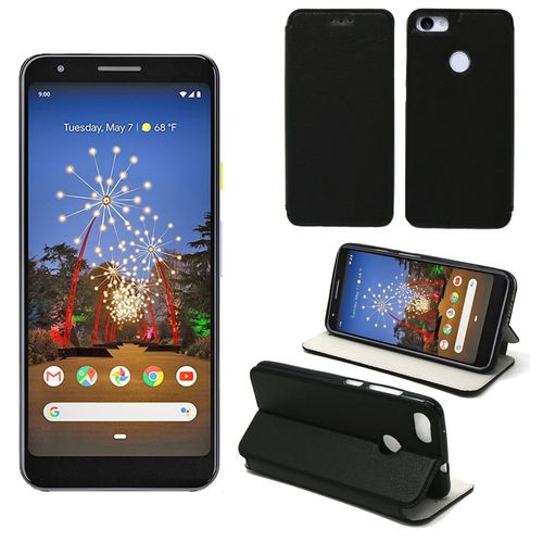 Housse Google Pixel 3a Noire - Etui Coque Pixel 3a Protection Antichoc  Rabat Smartphone 2019 - Accessoires Pochette Case Xeptio