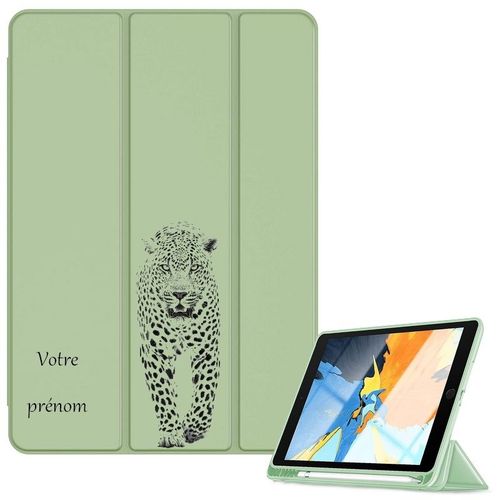 Housse Ipad 1 2 3 4 Vert Avec Motif Leopard Personnalisee