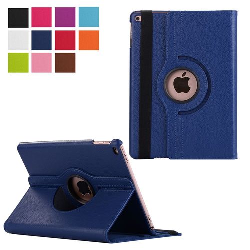 Housse Nouvel Apple Ipad 9.7 2017 / 2018 Wifi - 4g/Lte Cuir Style Bleu Navy Rotative - Etui Coque De Protection 360 Degrs Tablette New Ipad 9.7 Pouces - Accessoires Pochette Xeptio Case
