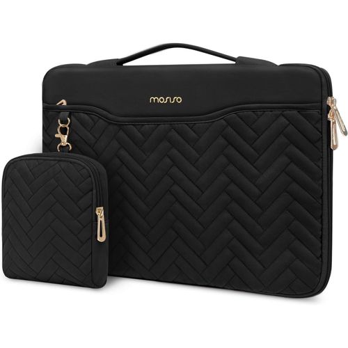 Housse Ordinateur Portable 13-14 Pouces Compatible Avec Macbook Air/Pro,13-13,3 Notebook,Compatible Avec Macbook Pro 14,Sac Matelass Rectangulaire Avec Poigne&petit Sac&poche,Noi[Pou6262550]