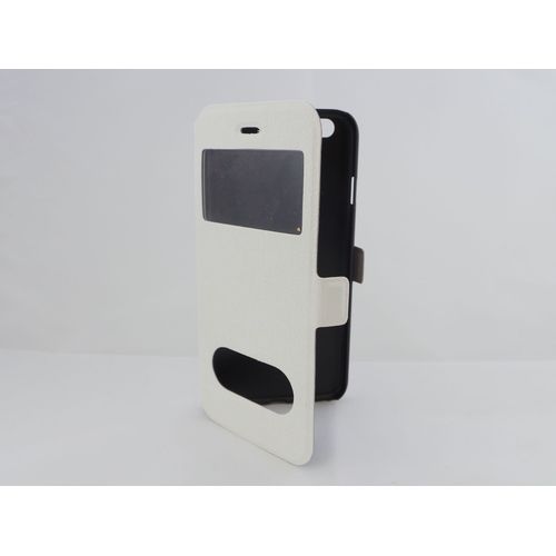 Housse Portfolio Articulee Deco  Avec Double Fenetre Pour Apple Iphone 6 Blanc