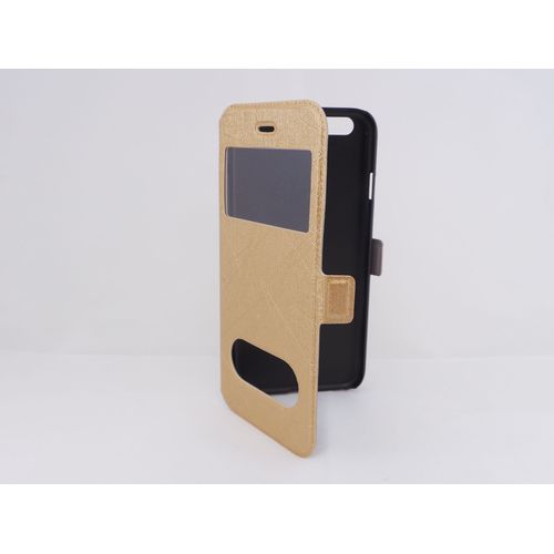 Housse Portfolio Articulee Deco  Avec Double Fenetre Pour Apple Iphone 6 Or