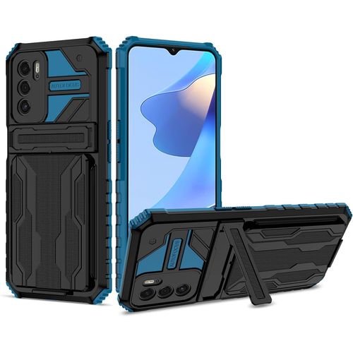 Housse Pour tui Oppo A16 Oppo A16s Oppo A54s Avec Porte Cartes Cach Peut Contenir 3 Cartes tui De Tlphone Antichoc  Double Protection Bleu