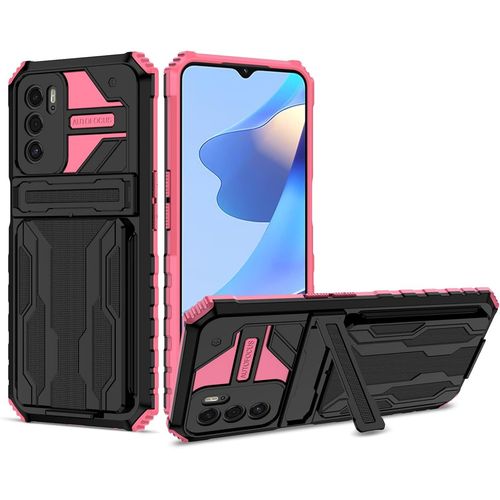 Housse Pour tui Oppo A16 Oppo A16s Oppo A54s Avec Porte Cartes Cach Peut Contenir 3 Cartes tui De Tlphone Antichoc  Double Protection Rose