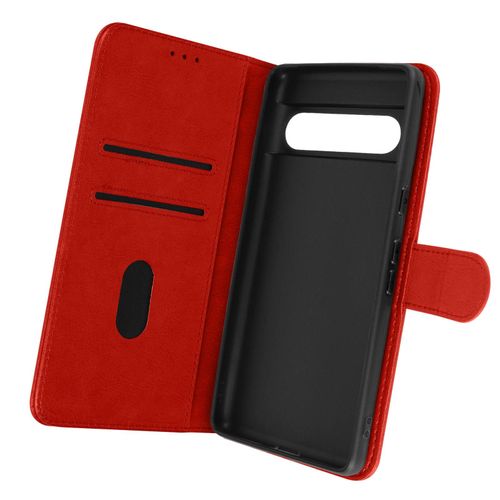 Housse Pour Google Pixel 7 Pro Clapet Portefeuille Fonction Support Vido Rouge