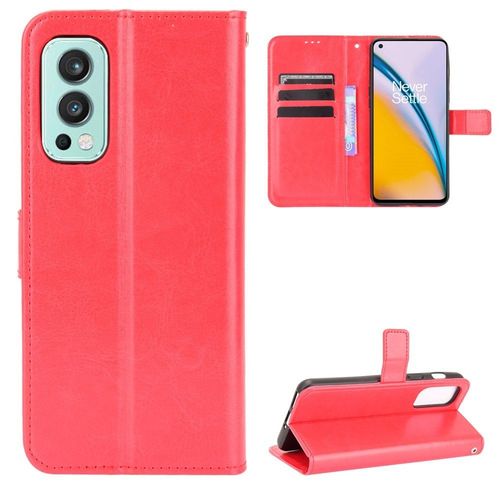 Housse Pour Oneplus Nord 2 5g - Etui Coque Pochette Portefeuille + Film Ecran - Rouge