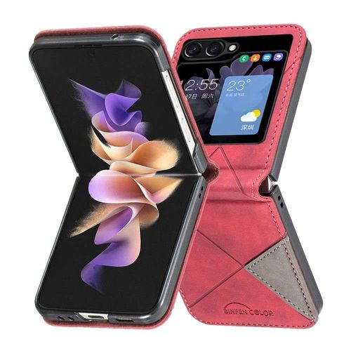 Housse Pour Samsung Galaxy Z Flip 5 5g - Etui Coque Pochette Portefeuille - Rouge