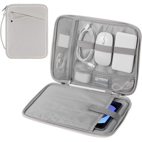 Housse Pour Tablette De 9-11 Pouce Compatible Avec Ipad Pro 11 M4 2024/11 Pouces Ipad Air M2 2024/Ipad 10e 10,9 2024/Ipad Air 5/4 10,9, Galaxy Tab S9/S8/S7/A9+/A8/A7, Gris + Blanc