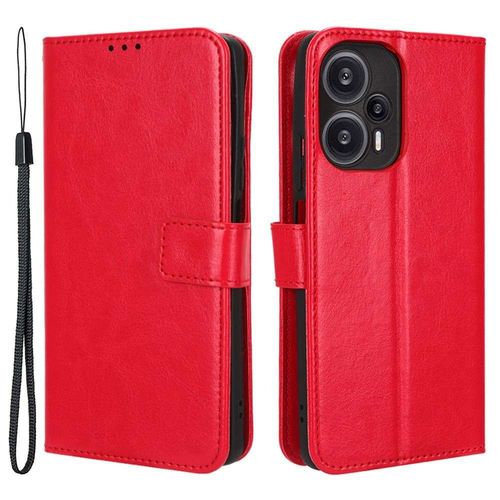 Housse Pour Xiaomi Poco F5 5g / Redmi Note 12 Turbo - Etui Coque Pochette Portefeuille + Verre Trempe - Rouge