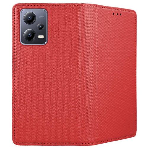 Housse Pour Xiaomi Poco X5 5g / Redmi Note 12 5g - Etui Coque Pochette Portefeuille + Verre Trempe - Rouge Magnet