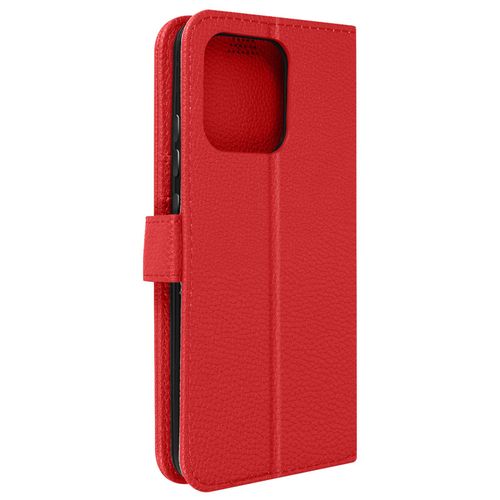 Housse Pour Xiaomi Redmi 12c Support Vido Portefeuille Simili Cuir Rouge