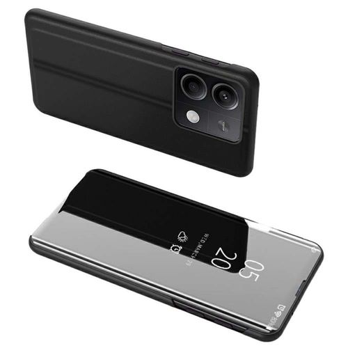 Housse Pour Xiaomi Redmi Note 13 5g - Etui Coque Portefeuille Clear View Miroir + Verre Trempe - Noir