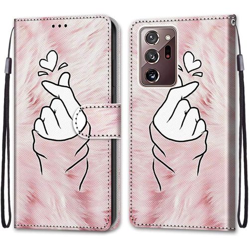 Housse  Rabat Portefeuille Pour Samsung Note20 Ultra,Coque En Cuir Pu Etui De Protection Motif Avec Fonction Support MagnTique Portables Case Pour Samsung Galaxy Note20 Ultra,Main  C?Ur