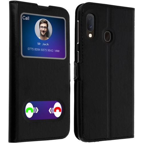 Housse Samsung Galaxy A20e Protection Double Fentre Fonction Stand Noir