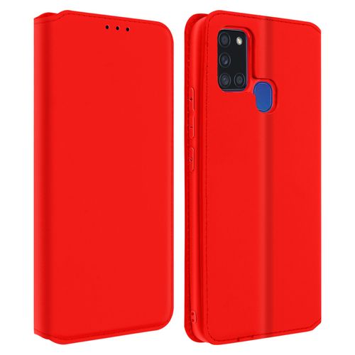 Housse Samsung Galaxy A21s tui Folio Portefeuille Fonction Support Rouge