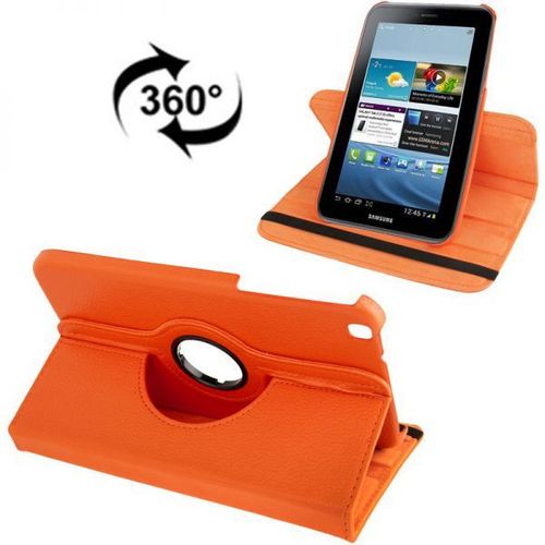Housse Samsung Galaxy Tab 3 8' T3100 Mode Portrait Paysage Rotation 360 Orange Yonis
