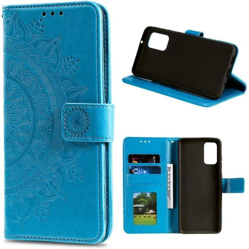 Housse Tlphone Portable Pour Huawei P Smart 2021 tui Housse Avec Compartiment Pour Carte P Smart 2021 Cover Protection  Rabat Motif Mandala Bleu