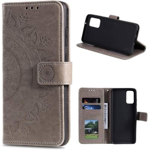 Housse Tlphone Portable Pour Huawei P Smart 2021 - tui Housse Avec Compartiment Pour Carte P Smart 2021 Cover - Protection  Rabat Motif Mandala Gris