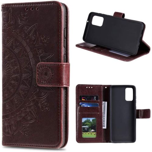 Housse Tlphone Portable Pour Huawei P Smart 2021 tui Housse Avec Compartiment Pour Carte P Smart 2021 Cover Protection  Rabat Motif Mandala Marron