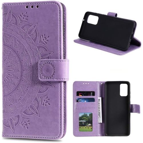 Housse Tlphone Portable Pour Huawei P Smart 2021 tui Housse Avec Compartiment Pour Carte P Smart 2021 Cover Protection  Rabat Motif Mandala Violet