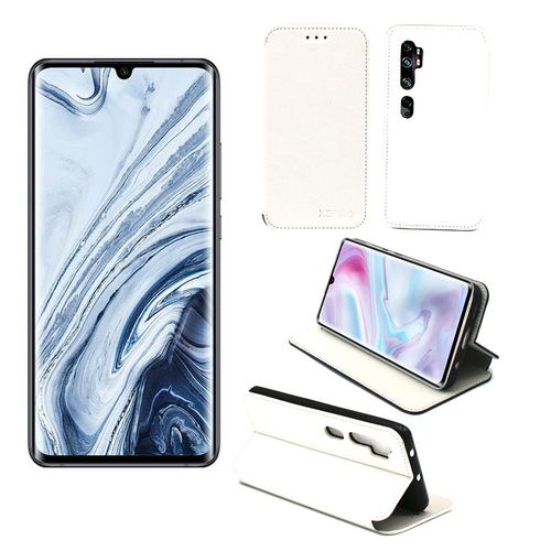 Housse Xiaomi Mi Note 10 / Mi Note 10 Pro Blanche Avec Fonction Stand - Etui Coque Blanc Protection Antichoc  Rabat Smartphone 2019 - Accessoires Pochette Case Xeptio