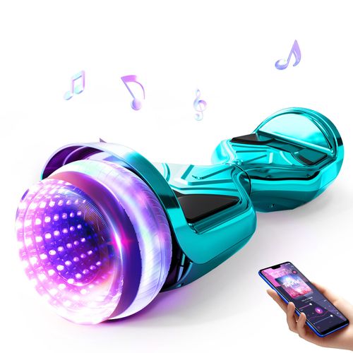 Hoverboard 6.5'' Hy-A26c, Bluetooth + Lumire Led Autonomie 7-8km Charge Maximale 70kg, Fun And Cool Hoverboard Enfant, Bleu Clair