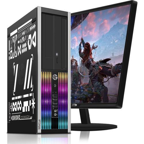 HP Ordinateur de Bureau RGB Gaming PC, Intel Quad Core I7 jusqu' 3,8 G, Radeon RX 550 4G, 16 G, 512 G SSD, 600 M WiFi, Bluetooth 5.0, Nouveau 22